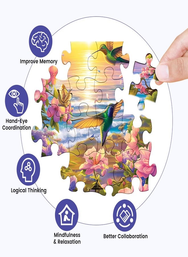 WSCXSC 300 Pieces Puzzles for Adult Jigsaw Puzzle 300 Piece Children Elderly Puzzle Hummingbird Beach Flower Puzzle Gift for Mom Dad Family Friend Family Activity Games Home Decor Wall Art 20.5x15IN - Image 5